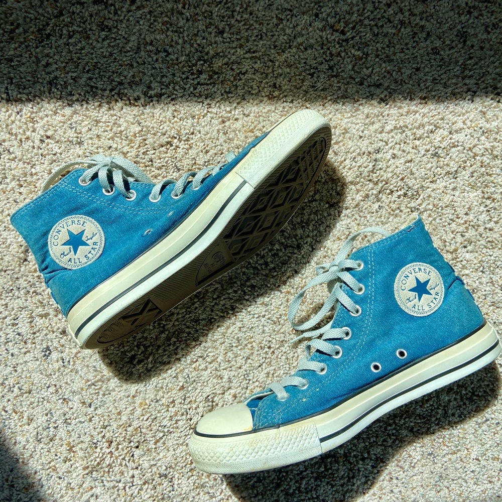 Converse Denim Blue Stripe Vintage High Tops
